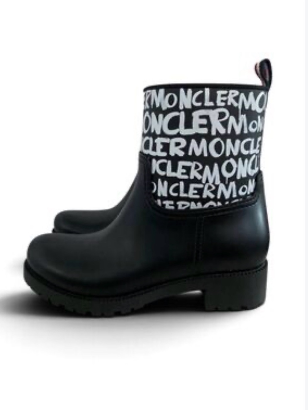 Moncler Ginette Stivale Logo Black Print Ankle Boots Made in Italy Women’s 39